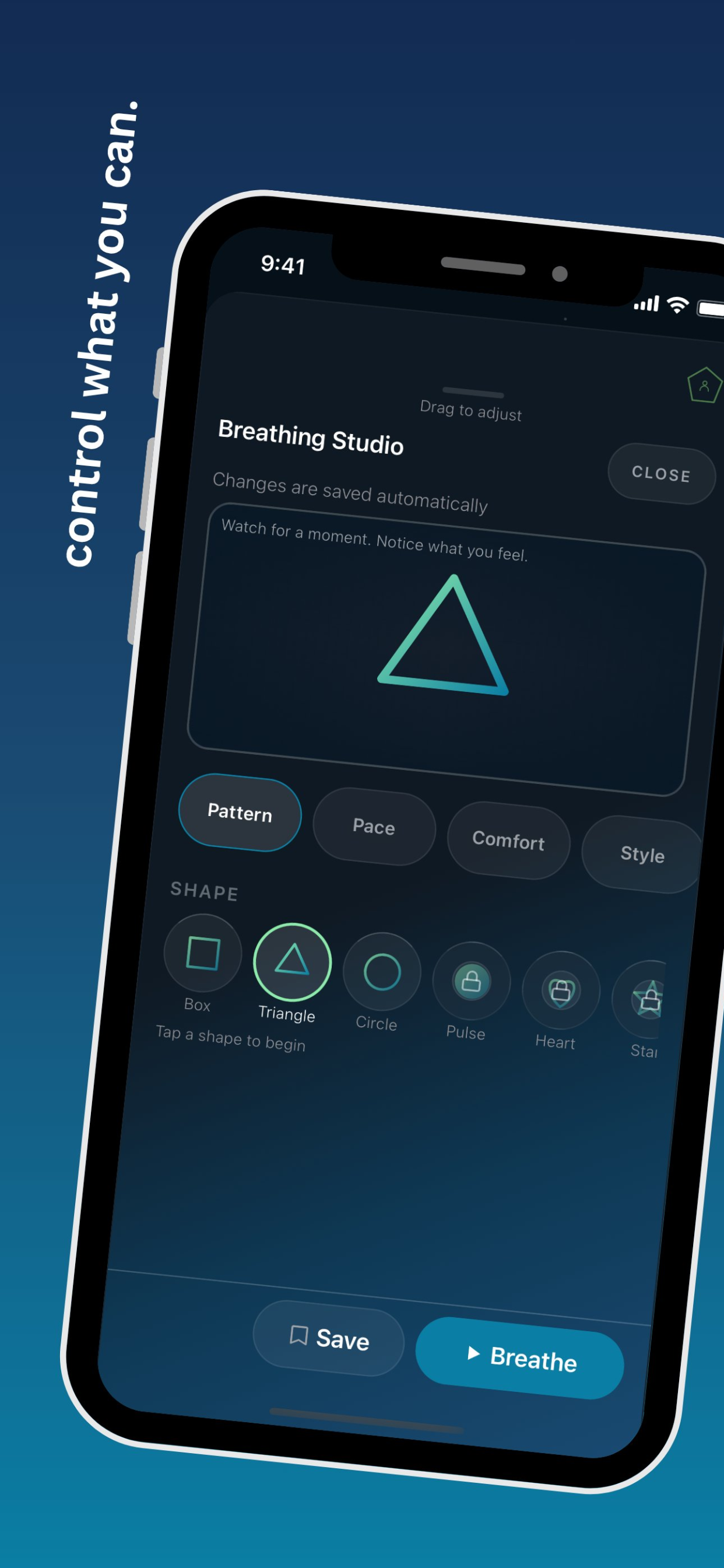 VirWave Breathing Studio — choose your shape and rhythm